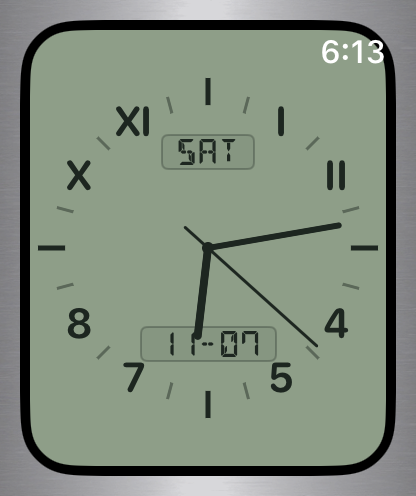Analogue hands over an LCD dial