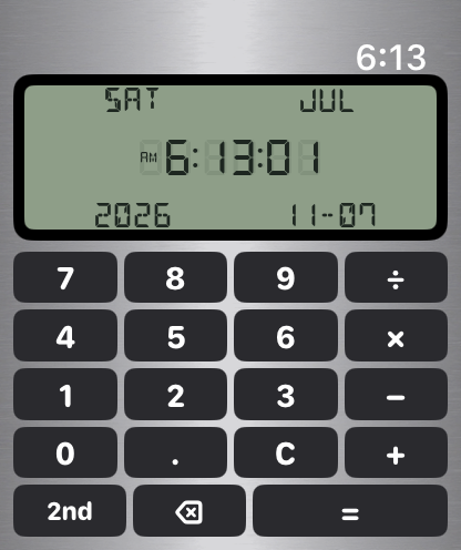 Calculator watch face with working numpad
