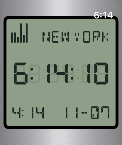 World timer face with bar graph