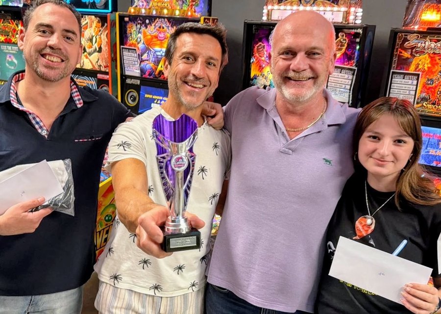 Pascal with pinball trophy