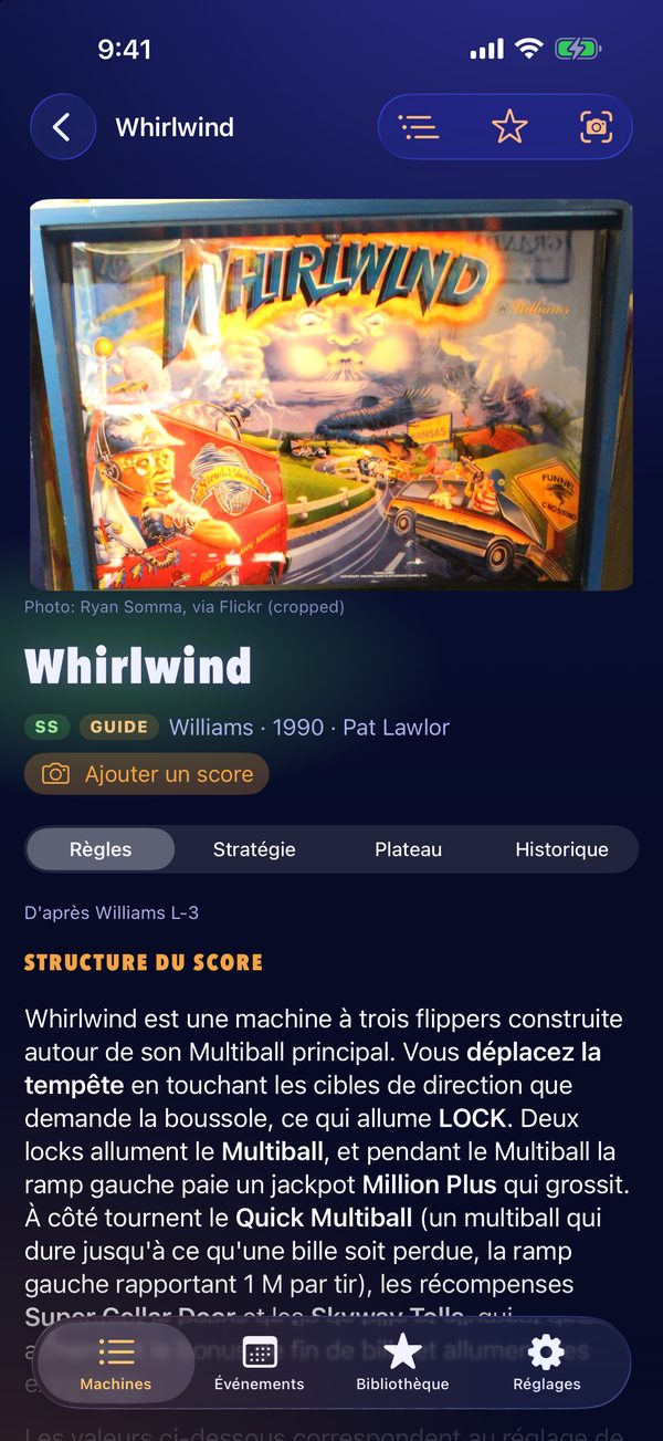 Les règles de Whirlwind, qui commencent par la structure du score.