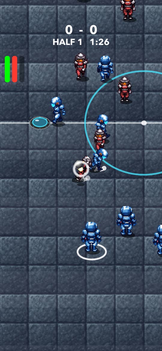 Open play, both teams spread across the arena